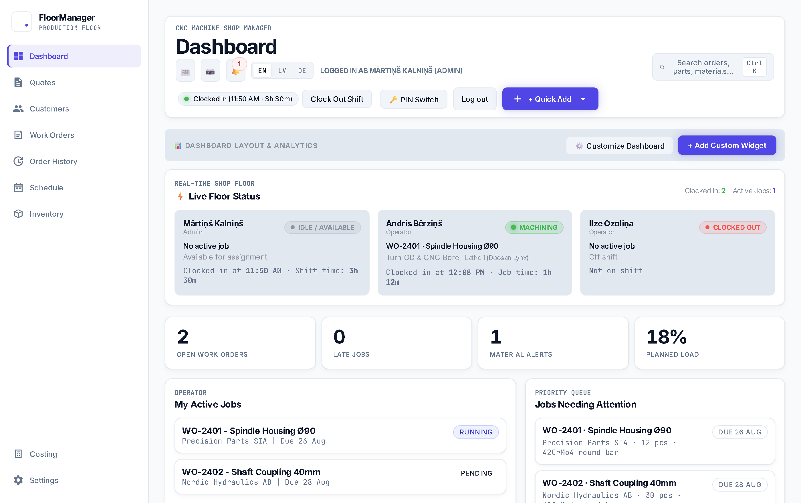 FloorManager SaaS Dashboard