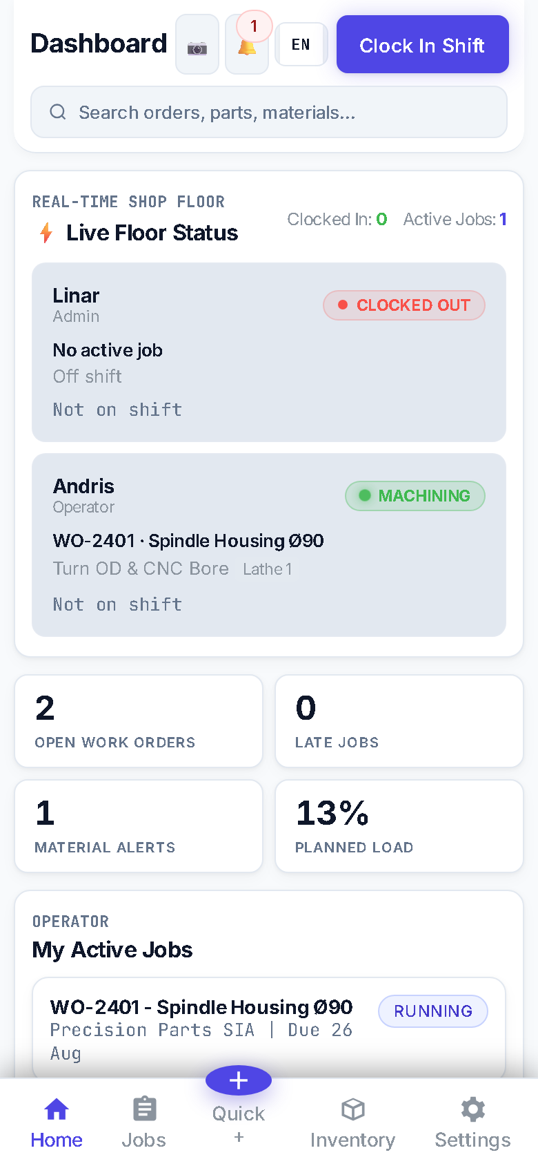 FloorManager Mobile Shop Floor Experience